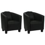 Set van 2 Leren fauteuils Press - Massif Nero (zwart) -, Huis en Inrichting, Nieuw, Ophalen of Verzenden, 50 tot 75 cm, Leer