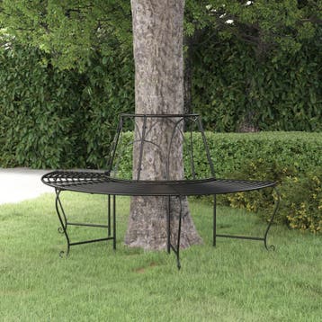 vidaXL Boombank halfrond Ø159 cm staal zwart, Tuin en Terras, Verzenden, Nieuw