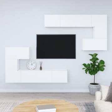 vidaXL Tv-wandmeubel bewerkt hout wit, Huis en Inrichting, Verzenden, Nieuw