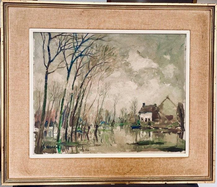 Albert Saverys (1886-1964) - Hoeve aan de Leie, Antiek en Kunst, Kunst | Schilderijen | Klassiek
