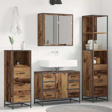 vidaXL Badkamermeubel Set 4 st Oud Hout Bewerkt hout, Verzenden, Nieuw