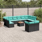 vidaXL 13-delige Loungeset met kussens poly rattan zwart, Verzenden, Nieuw, Loungeset