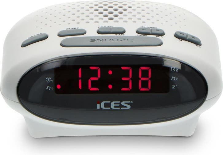 Wekkerradio - Digitale wekker - Alarmklok - Wit - Ices - ICR, Huis en Inrichting, Woonaccessoires | Klokken, Nieuw, Verzenden