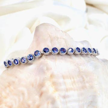 Zonder minimumprijs - Armband Zilver - 4.00ct. tw. Tanzaniet, Nieuw