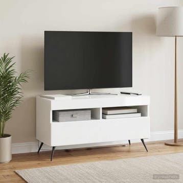 vidaXL LED tv-meubel BREDA Hoogglans Wit Bewerkt hout, Verzenden