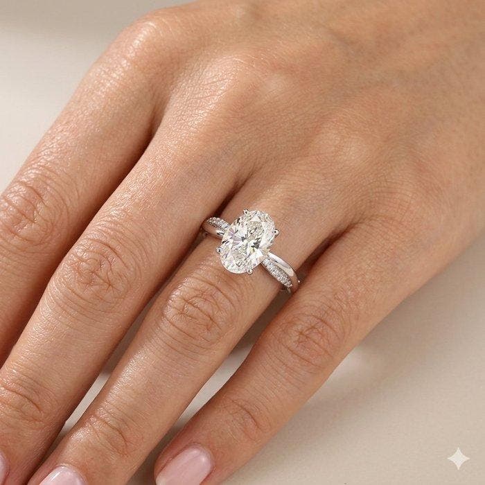 Ring - 18 karaat Witgoud - 2.29ct. tw. Diamant (Lab-grown) -, Handtassen en Accessoires, Ringen