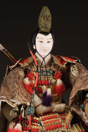 Samurai-poppen  (musha ningyô) - Brokaat, gofun, zijde,