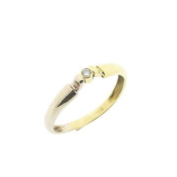Bicolor gouden solitair ring met diamant; 0,04 ct., Ophalen of Verzenden