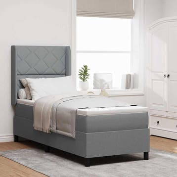vidaXL LED Box Spring Bed met hoofdeinde Lichtgrijs 80 x 200, Verzenden