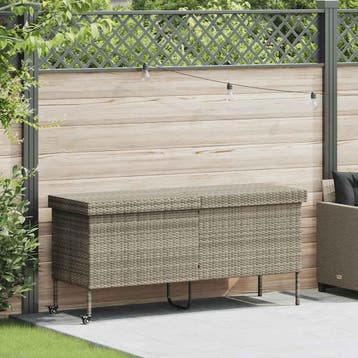vidaXL Tuinbox met wielen 160x55x75 cm poly rattan, Verzenden, Nieuw