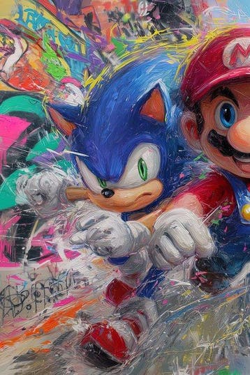 Canvas Fit - Alberto Ricardo - Mario, Sonic, Pokemon en la, Nieuw