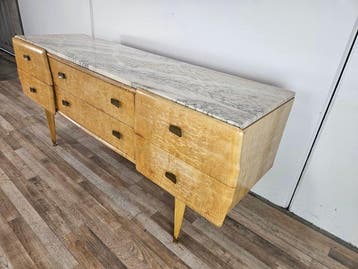 Commode - Ladekast uit de jaren vijftig, van esdoornhout met