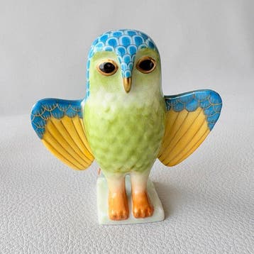 Herend - Beeldje - World of Owls Mesopotamia Burgundy - Set, Antiek en Kunst