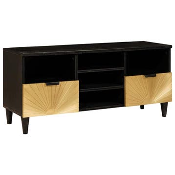 vidaXL TV Kast Zwart en Goud 100 x 33 x 46 cm Bewerkt hout, Huis en Inrichting, Verzenden, Nieuw