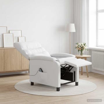 vidaXL Massage Relaxstoel Wit Kunstleer, Verzenden