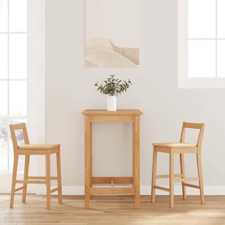 vidaXL Barkrukken 2 stuks natuurlijk massief hout rubber, Maison & Meubles, Tabourets de bar, Envoi