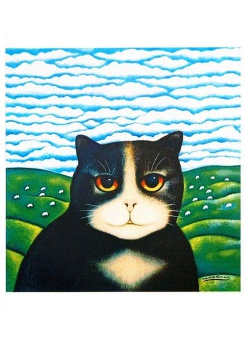 Martin Leman - “Zwarte kat”. Gesigneerd in de plaat. - 60 x