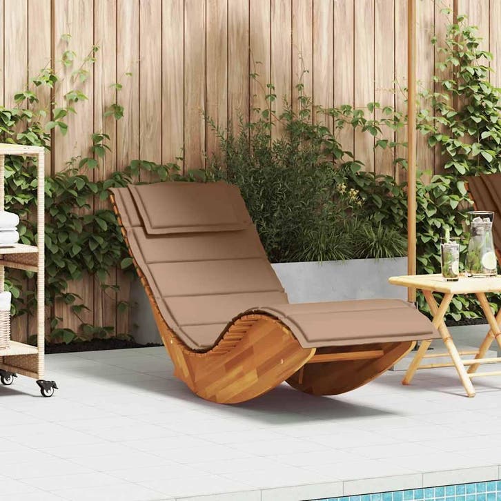 vidaXL Ligbed schommelend met kussen massief acaciahout, Jardin & Terrasse, Chaises longues, Envoi