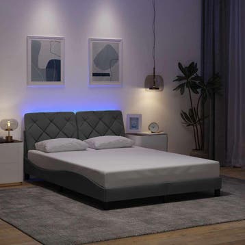 vidaXL Bedframe met LED zonder matras stof 140x200 cm, Verzenden