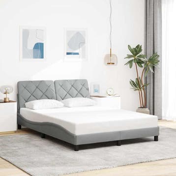 vidaXL Bedframe zonder matras stof lichtgrijs 140x200 cm, Verzenden, Nieuw