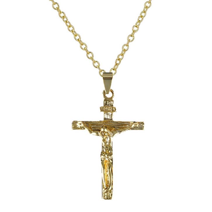 Fako Bijoux - Ketting - Kruis -30x47mm - Goudkleurig, Handtassen en Accessoires, Kettingen, Verzenden