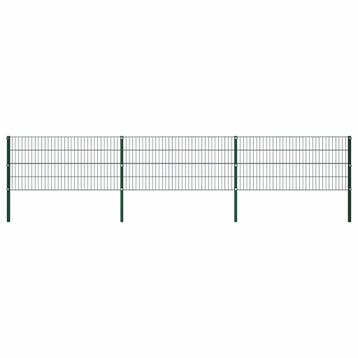 vidaXL Schuttingpaneel met palen ijzer 522x80 cm groen, Verzenden