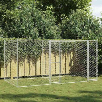 vidaXL Hondenbench Zilver 400 x 200 x 200 cm Gegevens staal, Verzenden