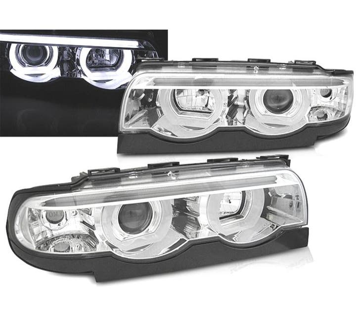 PHARES BMW SÉRIE 7 E38 94-01 ANGEL EYES FOND CHROMÉ, Auto-onderdelen, Verlichting, Verzenden