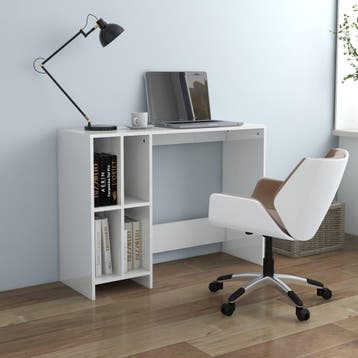 vidaXL Bureau 102,5x35x75 cm bewerkt hout hoogglans wit, Huis en Inrichting, Bureaus, Verzenden, Nieuw