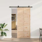 vidaXL Schuifdeur Naturel 80 x 208 cm Massief grenenhout, Verzenden, Nieuw