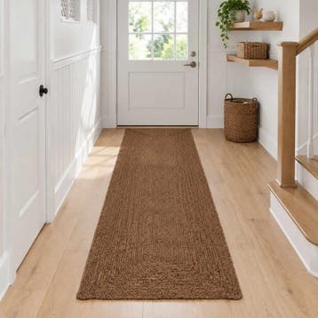 vidaXL Gebied Tapijt Grijs 80 x 400 cm Jute, Verzenden