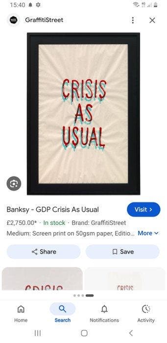 Banksy (1974) - GDP Crisis As Usual screenprint