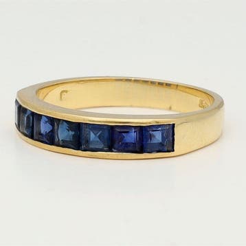 Ring - 18 karaat Geel goud Saffier - Rijring, Handtassen en Accessoires, Nieuw