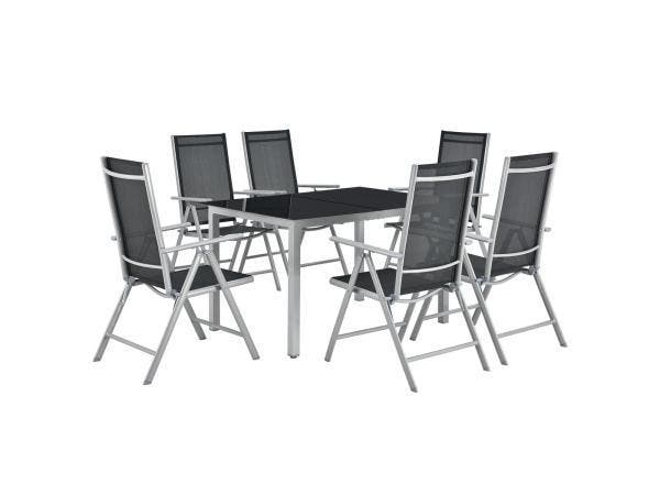 Veiling - Aluminium tuinset - Milano - 7-delig - Zilver / gr, Tuin en Terras, Tuinsets en Loungesets