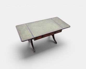 Middentafel - Walnoot, Leder, Messing