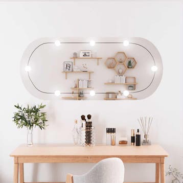 vidaXL Wandspiegel met LEDs ovaal 45x100 cm glas, Verzenden, Nieuw