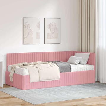 vidaXL Hoekbedframe met Matras met hoofdeinde 2 st Grijs, Huis en Inrichting, Verzenden, Nieuw