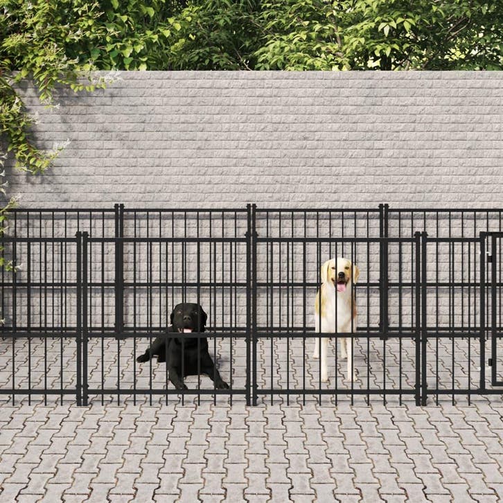 vidaXL Hondenkennel voor buiten 7,51 m² staal, Dieren en Toebehoren, Hondenbenches, Nieuw, Verzenden