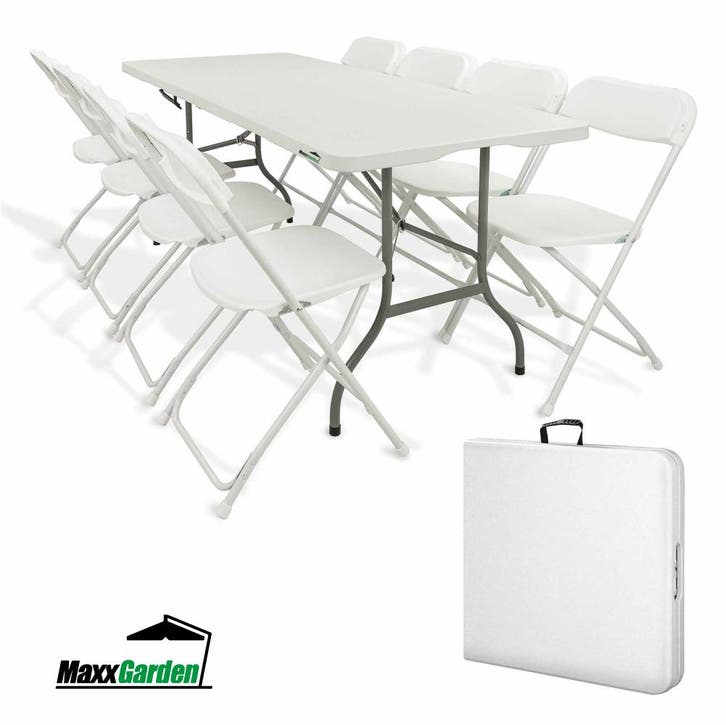 MaxxGarden Vouwtafel - Biertafel - picknick - wit - tafel..., Jardin & Terrasse, Tables de jardin, Enlèvement ou Envoi