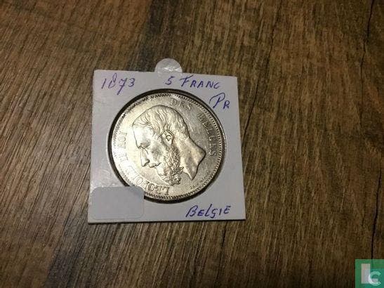 België 5 francs 1873 (positie A - lange PROTEGE), Timbres & Monnaies, Monnaies | Belgique, Envoi