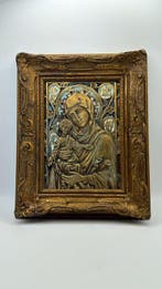 Icoon - Moeder Gods Hodegetria - Brons, Hout, Gips, Antiek en Kunst