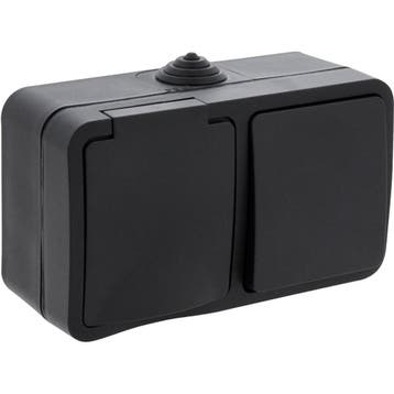 Q-LINK Buiten Stopcontact & Schakelaar Mat Zwart IP54 LED, Verzenden, Nieuw