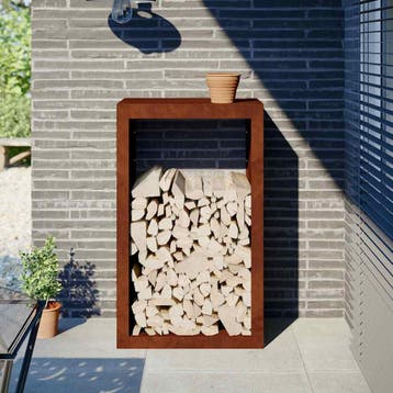 vidaXL Brandhoutrek 60x40x100 cm weervast staal, Verzenden