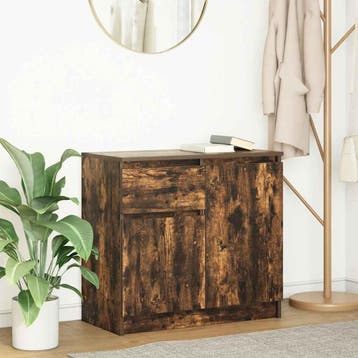 vidaXL Dressoir met lade 71x35x65 cm spaanplaat gerookt, Verzenden