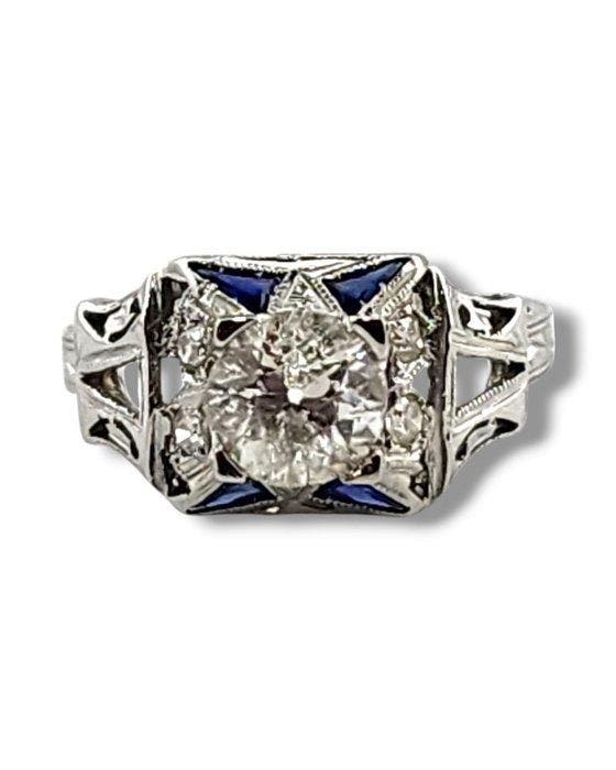 Ring - 18 karaat Witgoud, Art Deco 18k witgouden ring met, Handtassen en Accessoires, Ringen