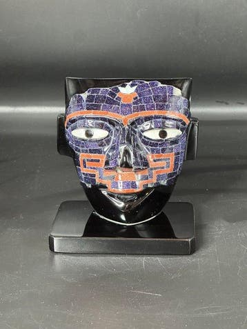 Masker van obsidiaan, hedendaagse Mexicaanse Azteekse, Antiek en Kunst