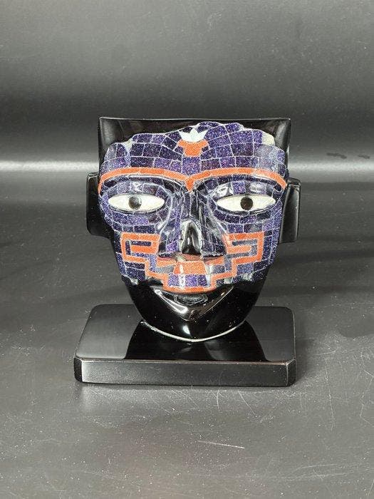 Masker van obsidiaan, hedendaagse Mexicaanse Azteekse, Antiek en Kunst, Curiosa en Brocante