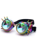 Goggles Steampunk Bril Spikes Oliekleurig Montuur Caleidosco, Ophalen of Verzenden, Nieuw