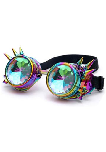 KIMU® Goggles Steampunk Bril Spikes Oliekleurig Montuur Cale, Kleding | Dames, Carnavalskleding en Feestkleding, Ophalen of Verzenden
