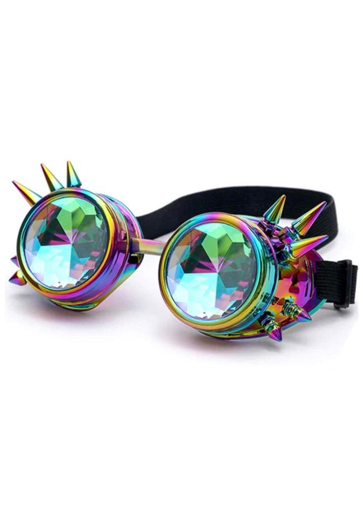 KIMU® Goggles Steampunk Bril Spikes Oliekleurig Montuur Cale, Kleding | Dames, Carnavalskleding en Feestkleding, Nieuw, Ophalen of Verzenden
